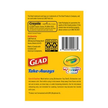 Glad x Crayola Take-Aways Rectangle Food Containers & Lids - Wild Strawberry, 7 ct