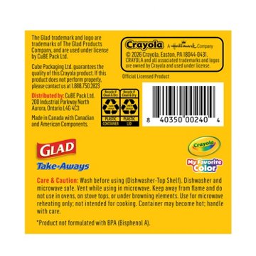 Glad x Crayola Take-Aways Deli/Snack Food Containers & Lids - Wild Strawberry, 10 ct