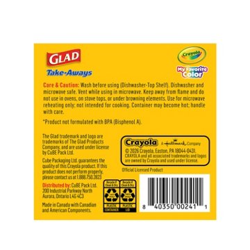 Glad x Crayola Take-Aways Deli/Snack Food Containers & Lids - Pacific Blue, 10 ct