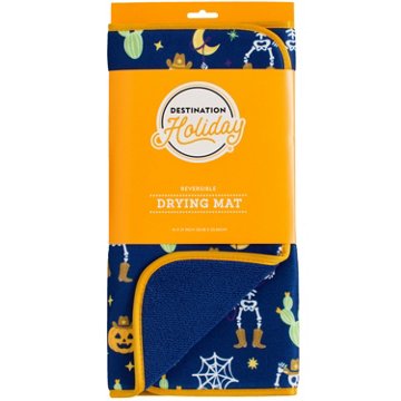Destination Holiday Cowboy Skeleton Reversible Halloween Drying Mat