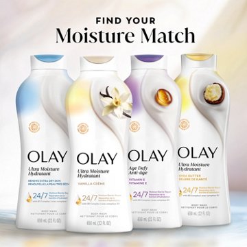 Olay Ultra Moisture Body Wash with Vanilla Creme, Vitamin B3 and Hyaluronic Blend, 22oz, 22 oz