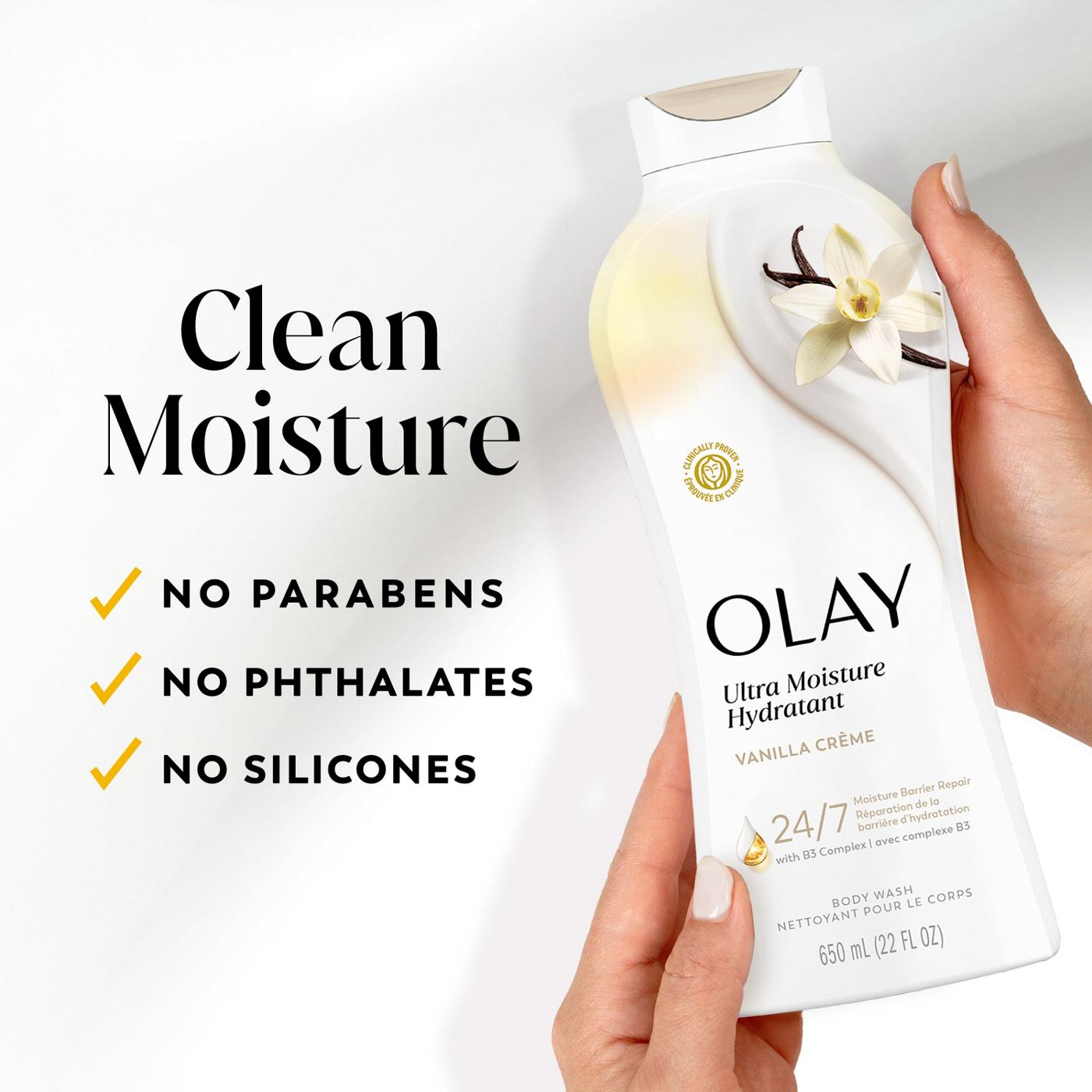 Olay Ultra Moisture Body Wash with Vanilla Creme, Vitamin B3 and Hyaluronic Blend, 22oz; image 9 of 10