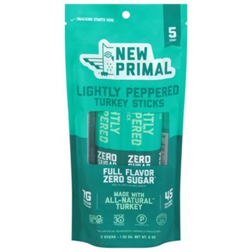 New Primal 7g Protein Lightly Peppered All Natural Turkey Sticks