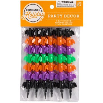 Destination Holiday Stackable Bat Crayons - Assorted Colors, 6 ct