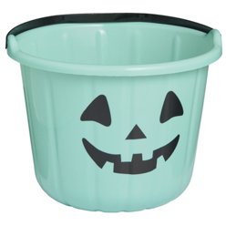 Destination Holiday Jack-O-Lantern Plastic Halloween Pail - Teal, Each
