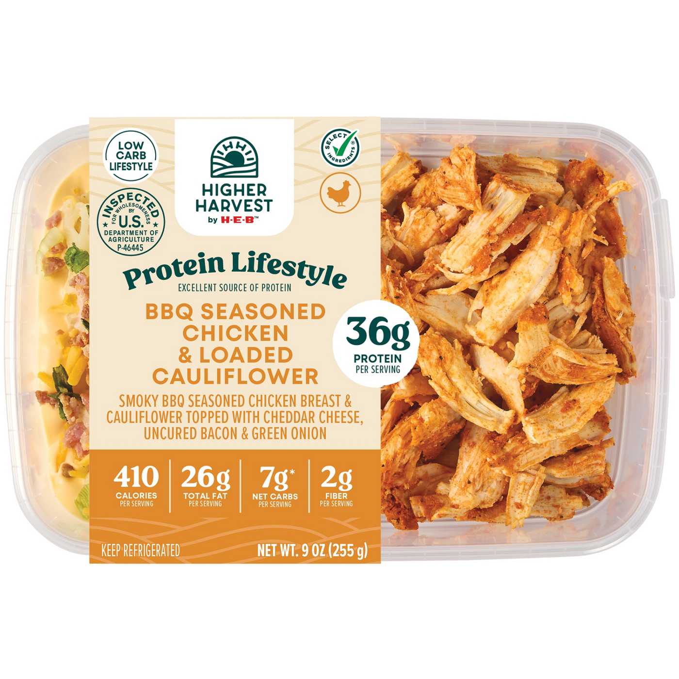 Higher Harvest by H-E-B 36g Protein Lifestyle Meal - BBQ Chicken & Loaded Cauliflower; image 1 of 10