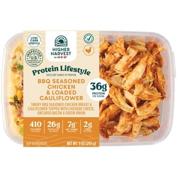 Higher Harvest by H-E-B 36g Protein Lifestyle Meal - BBQ Chicken & Loaded Cauliflower, 9 oz