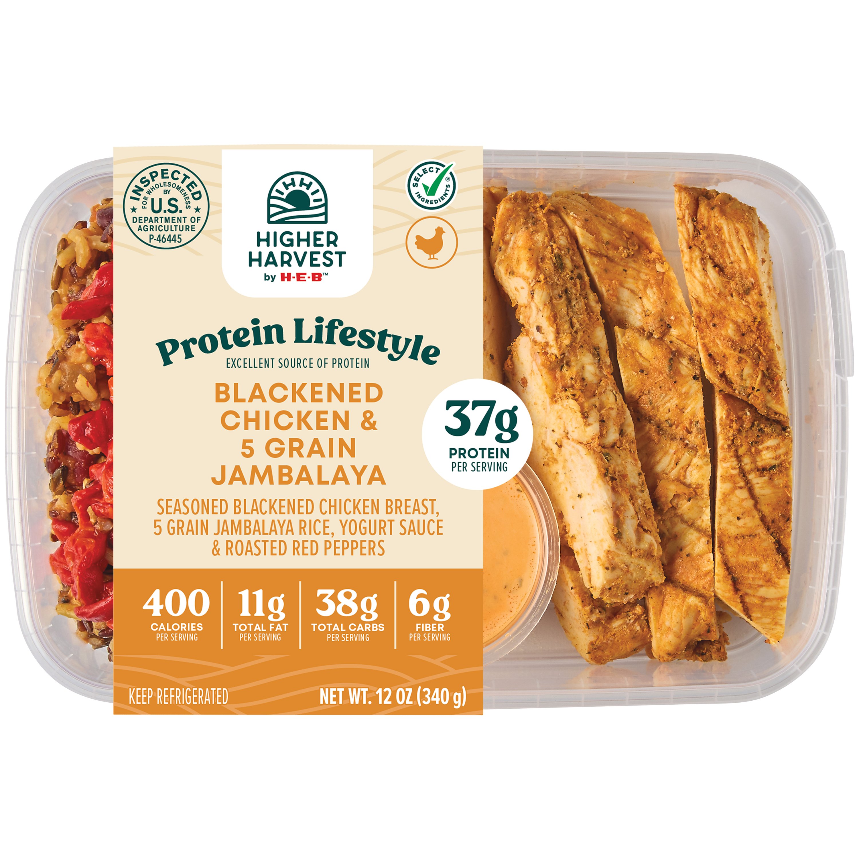 Higher Harvest by H-E-B 37g Protein Lifestyle Meal - Blackened Chicken ...