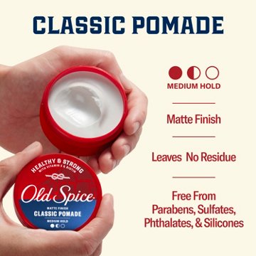 Old Spice Classic Pomade for Men, Men's Hair Styling Pomade, Medium Hold, Matte Finish, 2.22 oz