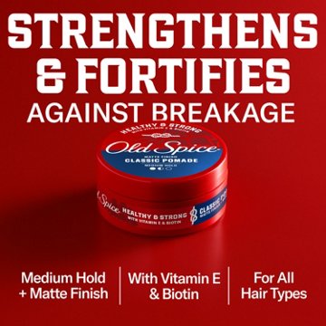 Old Spice Classic Pomade for Men, Men's Hair Styling Pomade, Medium Hold, Matte Finish, 2.22 oz