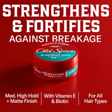 Old Spice Re-Moldable Paste for Men, Men's Hair Styling Paste, Medium-High Hold, Matte Finish, 2.22 oz