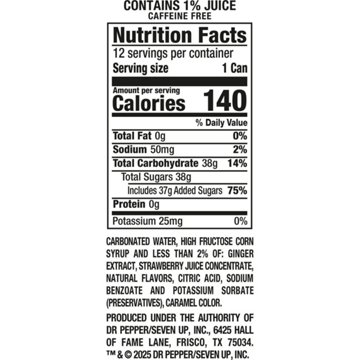 Canada Dry Fruit Splash Strawberry Ginger Ale Soda 12 pk Cans