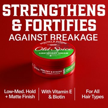 Old Spice Lightweight Cream for Men, Healthy & Strong with Vitamin E & Biotin Low-Medium Hold, Matte Finish, 2.22 oz