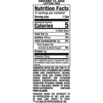 Canada Dry Zero Sugar Fruit Splash Strawberry Ginger Ale Soda 12 pk Cans