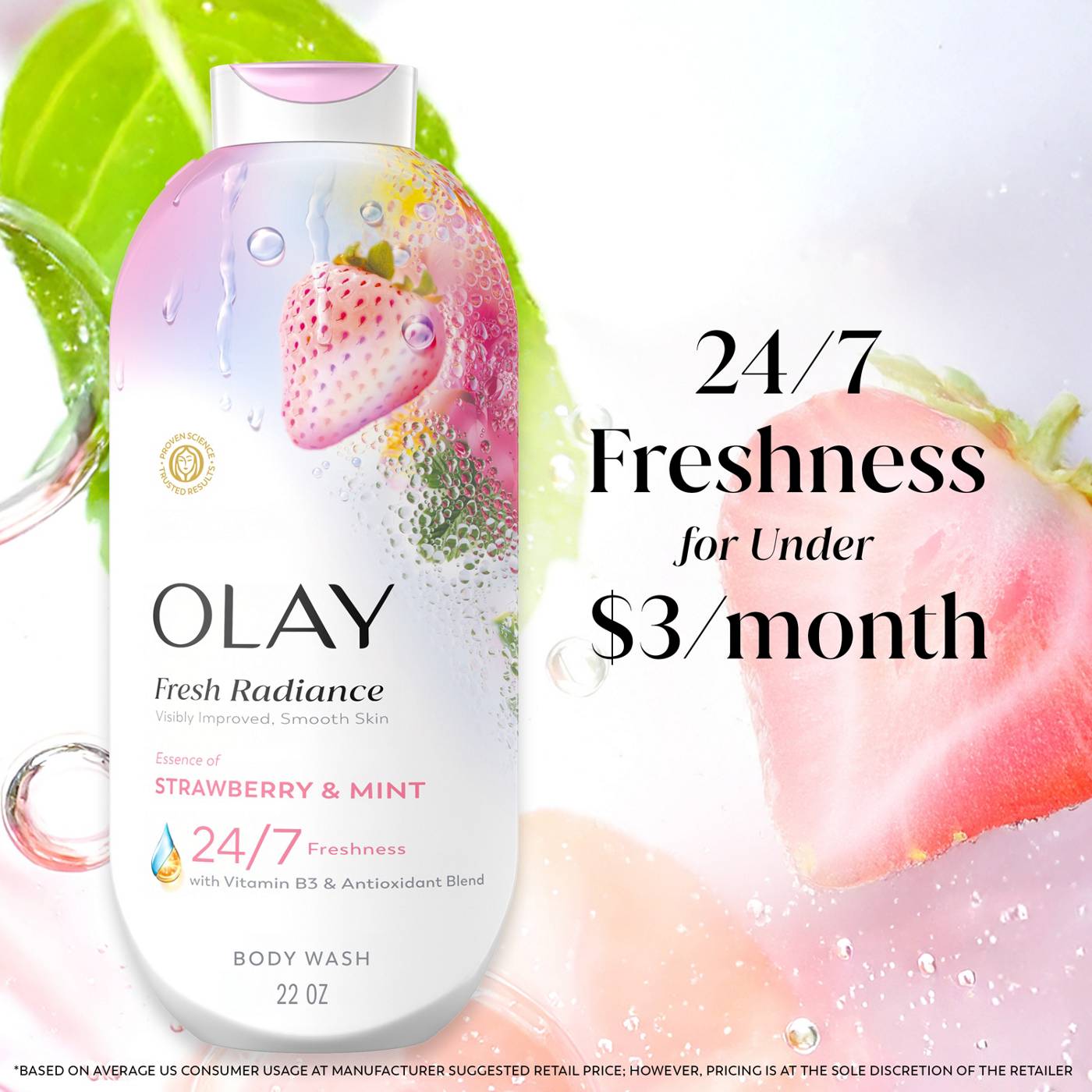 Olay Fresh Radiance Body Wash with Essence of Strawberry and Mint, Vitamin B3 and Antioxidant Blend; image 6 of 9