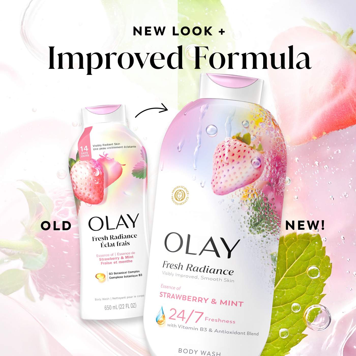 Olay Fresh Radiance Body Wash with Essence of Strawberry and Mint, Vitamin B3 and Antioxidant Blend; image 7 of 9