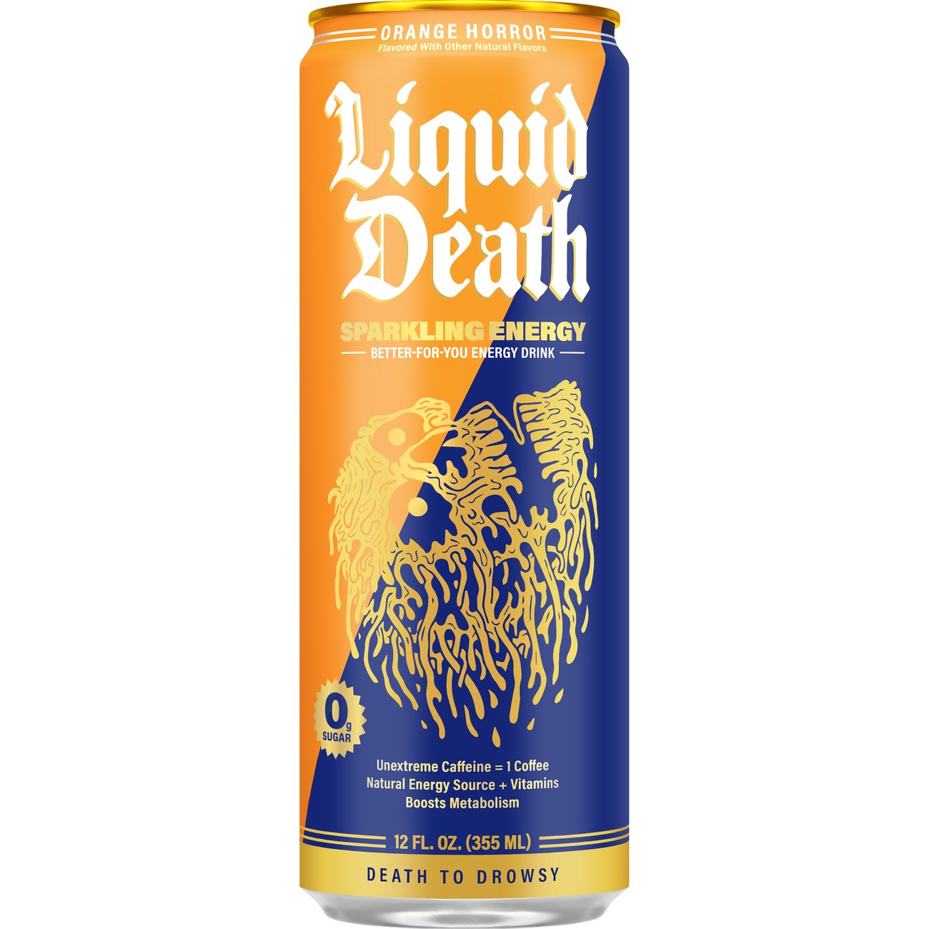 Liquid Death Zero Sugar Orange Horror Orange Cream Sparkling Energy ...