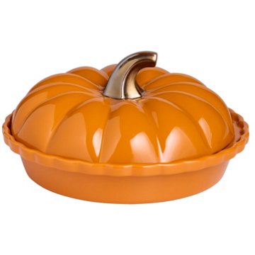 Destination Holiday Pumpkin Shape Covered Pie Dish