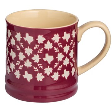 Destination Holiday Texas Leaves Mug - Maroon, 16 oz