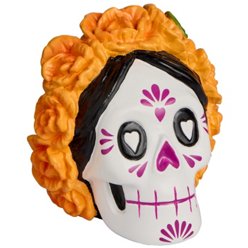 Destination Holiday Day Of The Dead Resin Skull With Flowers, Each