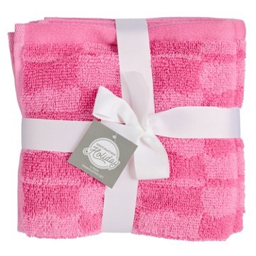 Destination Holiday 100% Cotton Jacquard Washcloth Set - Pink, 4 pc