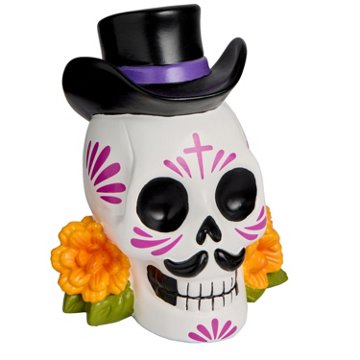 Destination Holiday Day Of The Dead Resin Skull With Hat