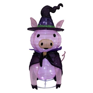 Destination Holiday Light Up Halloween Witch Pig