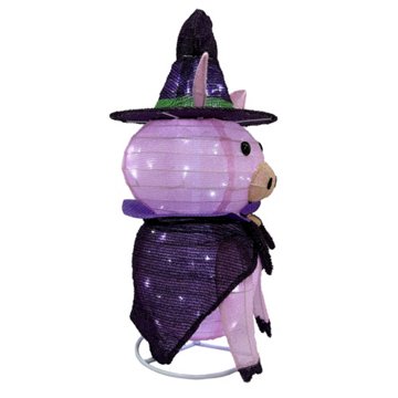 Destination Holiday Light Up Halloween Witch Pig