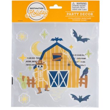 Destination Holiday Barn With Skeleton Gel Clings