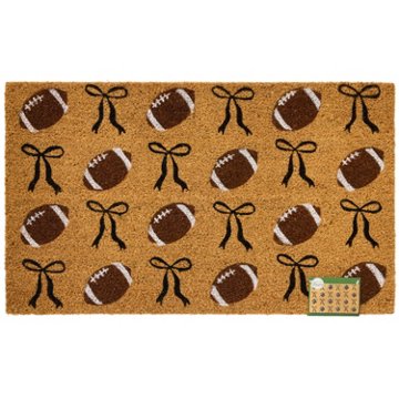 Destination Holiday Football & Bow Coir Doormat, 18'' x 30''