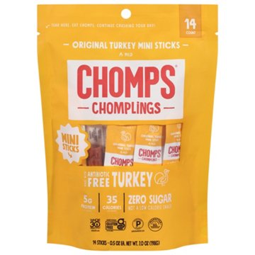 Chomps 5g Protein Chomplings Original Turkey Jerky Mini Sticks, 14 ct