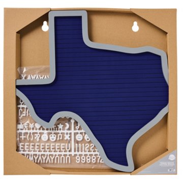 Destination Holiday Texas Shaped Letter Board - Blue & Gray, 18" x 17.5"
