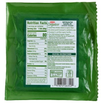 H-E-B Organics Spinach & Garlic Chicken Sausage