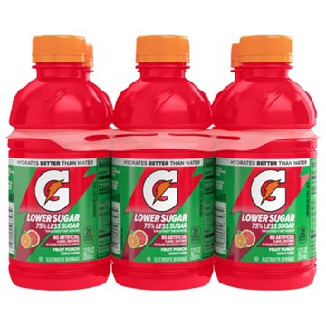 Gatorade Lower Sugar Fruit Punch Electrolyte Beverage 6 pk Bottles