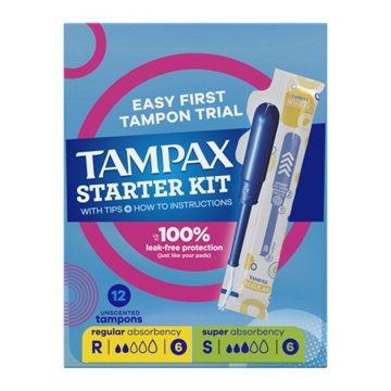 Tampax Tampon Starter Kit - Regular & Super Absorbency, 12 ct