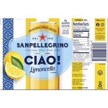 San Pellegrino Ciao Limoncello Sparkling Water 6 pk Cans