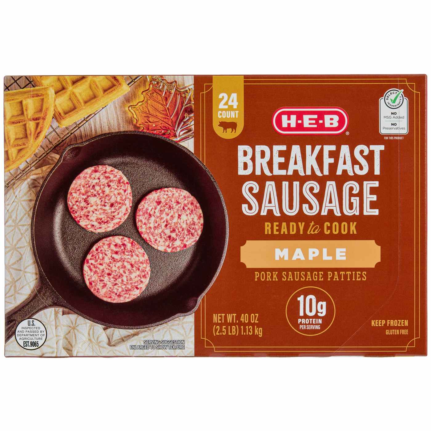 H-E-B Breakfast Sausage Patties - Maple ; image 1 of 7