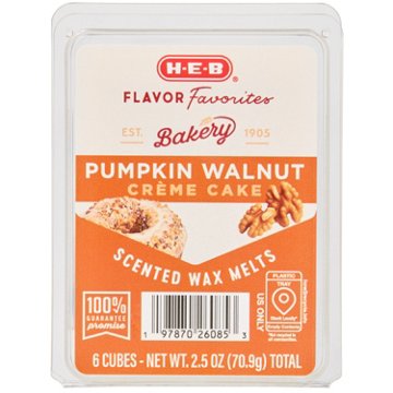 H-E-B Flavor Favorites Bakery Pumpkin Walnut Creme Cake Wax Melts, 6 ct