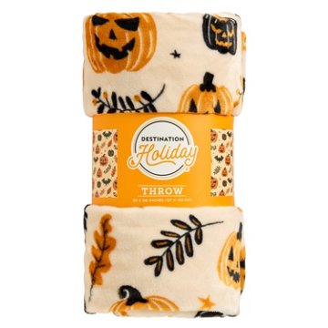 Destination Holiday Bat And Jack-O-Lantern Halloween Throw, 50'' x 60''