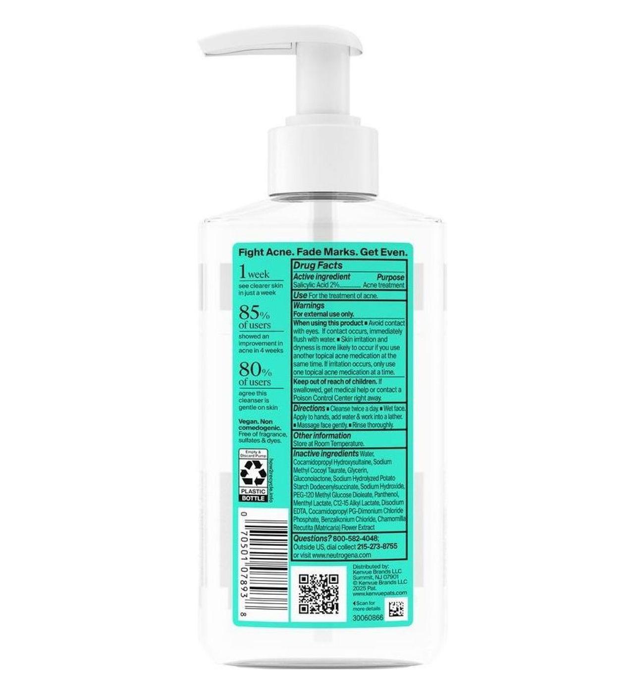 Neutrogena Evenly Clear Salicylic Acid Acne Treatment Cleanser; image 2 of 2