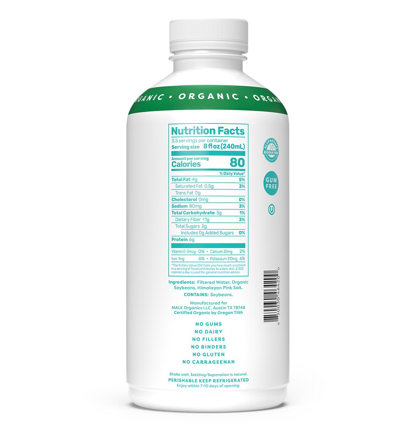 MALK Organic Unsweetened Soy Milk; image 2 of 3