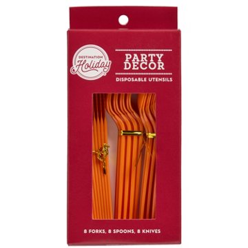 Destination Holiday Disposable Utensils - Orange, 24 ct