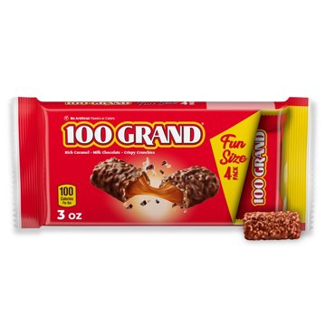 100 Grand Fun Size Candy Bars, 4 pk