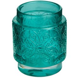 Destination Holiday Glass Candle Holder - Teal, 2.6''