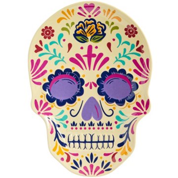 Destination Holiday Day Of The Dead Melamine Skull Plate