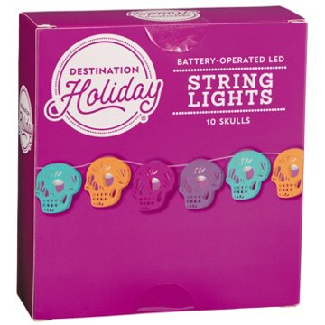 Destination Holiday Sugar Skull Battery Operated Lights