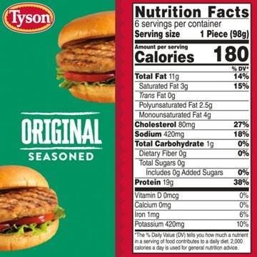 Tyson Frozen Original Seasoned Chicken Burgers