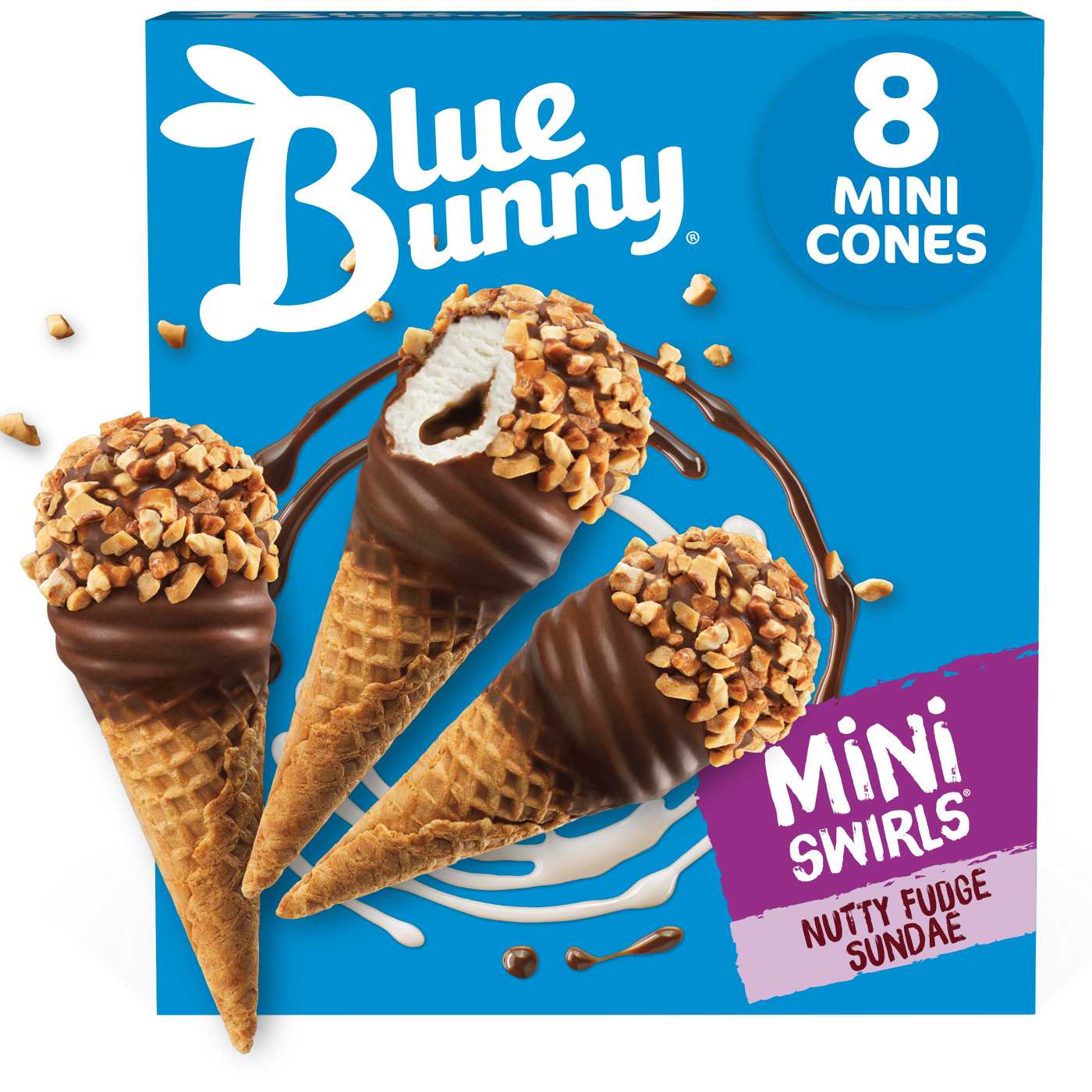 Blue Bunny Mini Swirls Nutty Fudge Sundae Cones; image 1 of 2