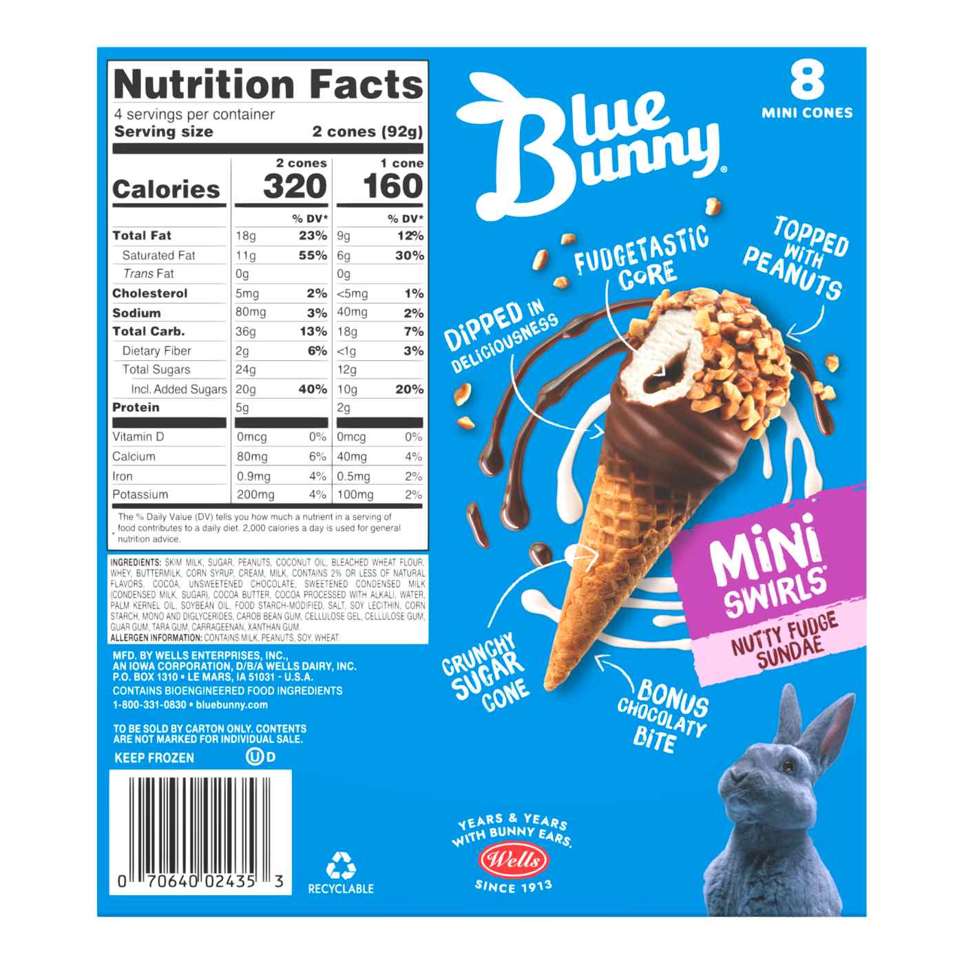 Blue Bunny Mini Swirls Nutty Fudge Sundae Cones; image 2 of 2