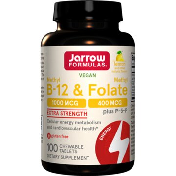 Jarrow Formulas Methyl B-12 & Methyl Folate Chewable Tablets, 100 ct